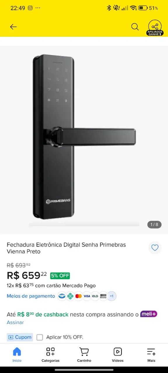 Fechadura eletrônica Viena 