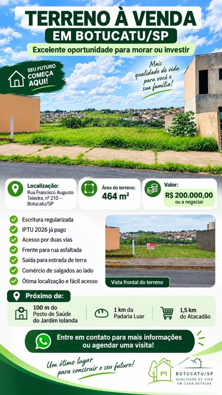 TERRENO 464 m² À VENDA EM BOTUCATU/SP | ACEITO CARRO NA TROCA - Foto 4