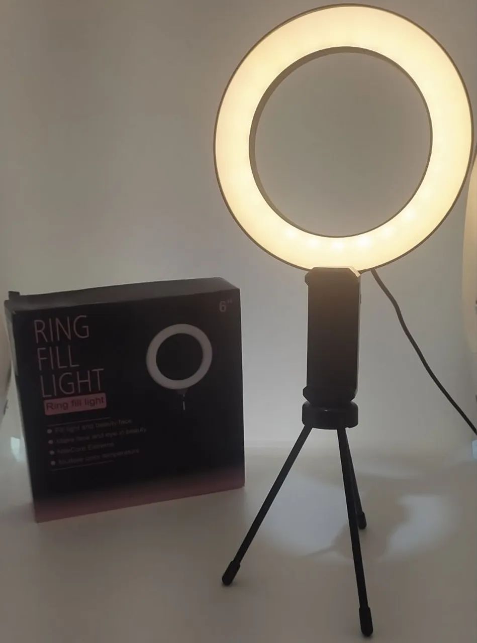 Anel de luz 6 polegadas (16)cm com tripé e suporte para celular   - Foto 4