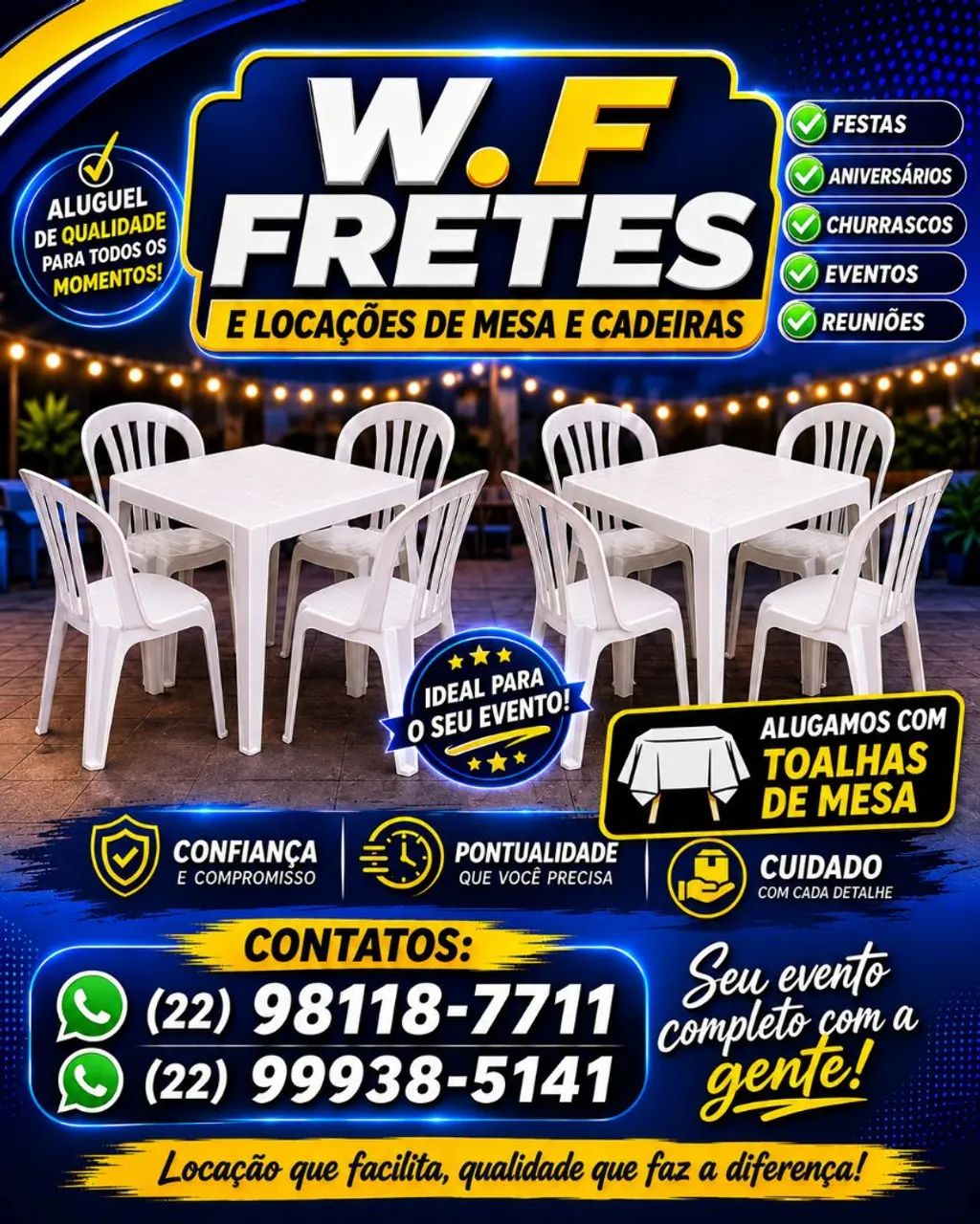 Locação de Mesas e Cadeiras para Festas e Eventos 