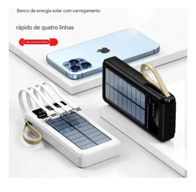 Carregador portátil 10.000mah Energia Solar Led 4 saídas it blue (Jk Eletrônicos) - Foto 3