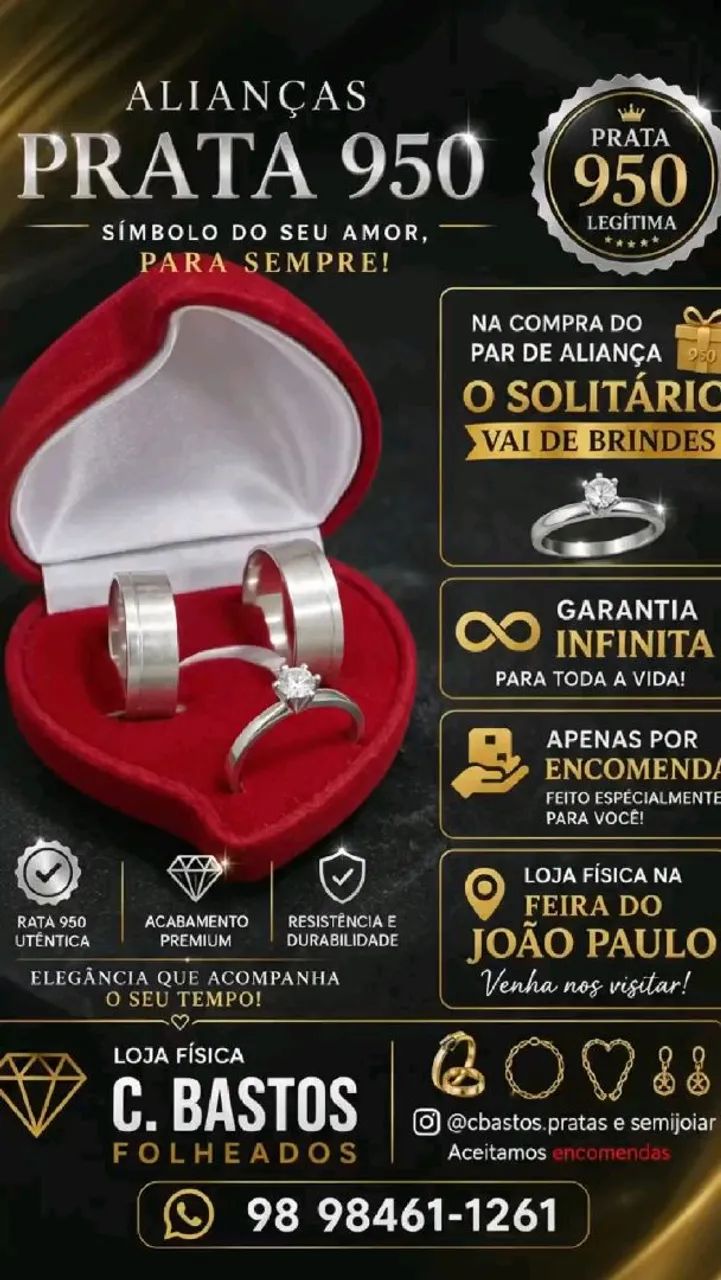 Par de Aliança de Prata 