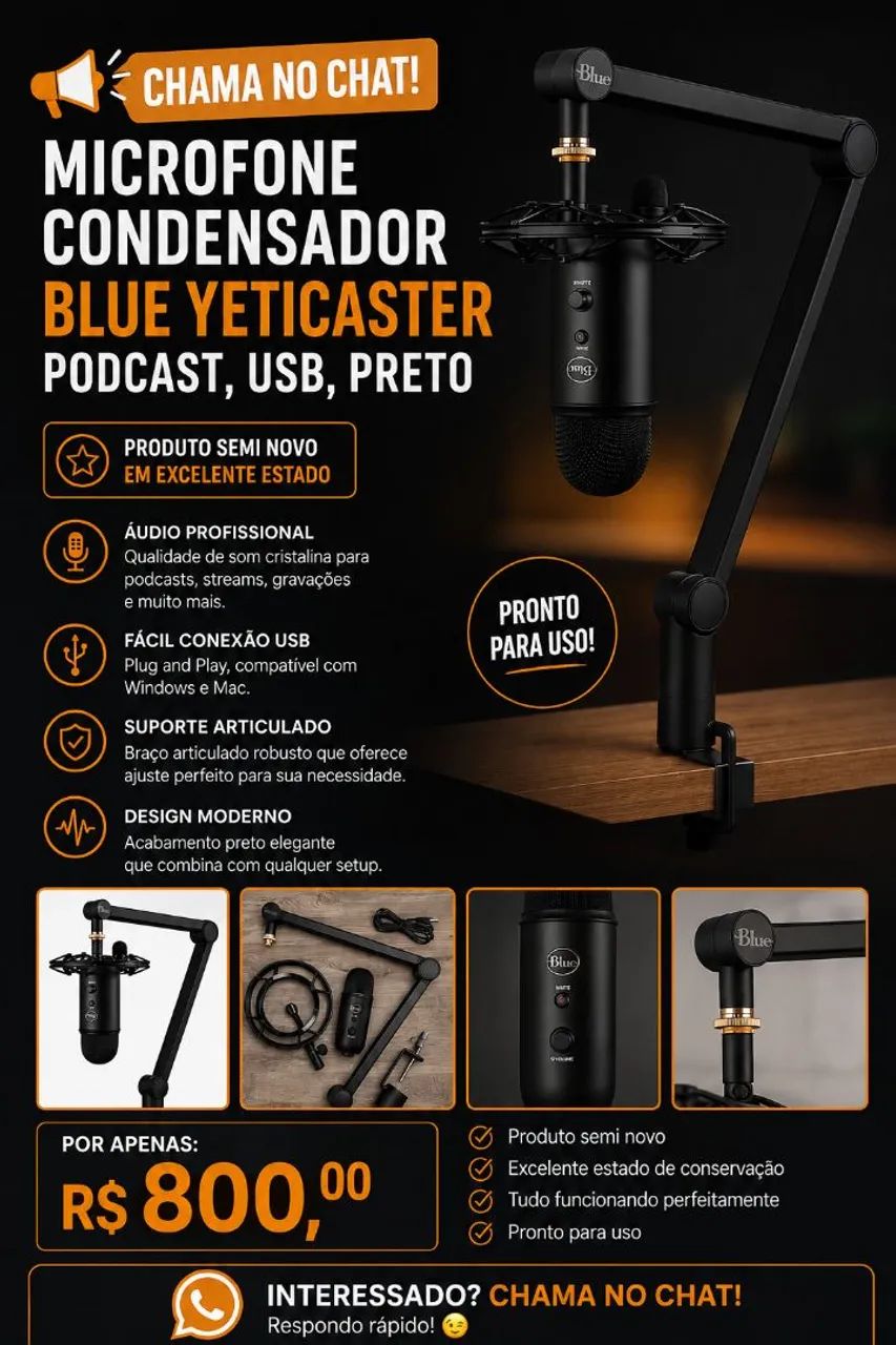 Microfone  blue Yeticaster 