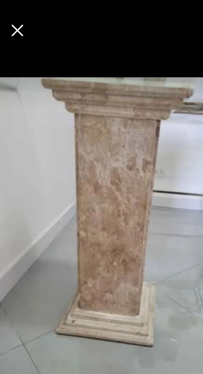 Mesa De Vidro Com Apoio Mármore Travertino. Só Retirada. - Foto 4