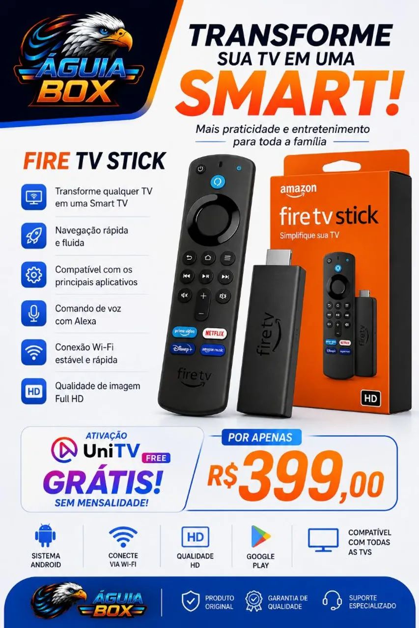 FIRE TV STICK com Ativação UNITV