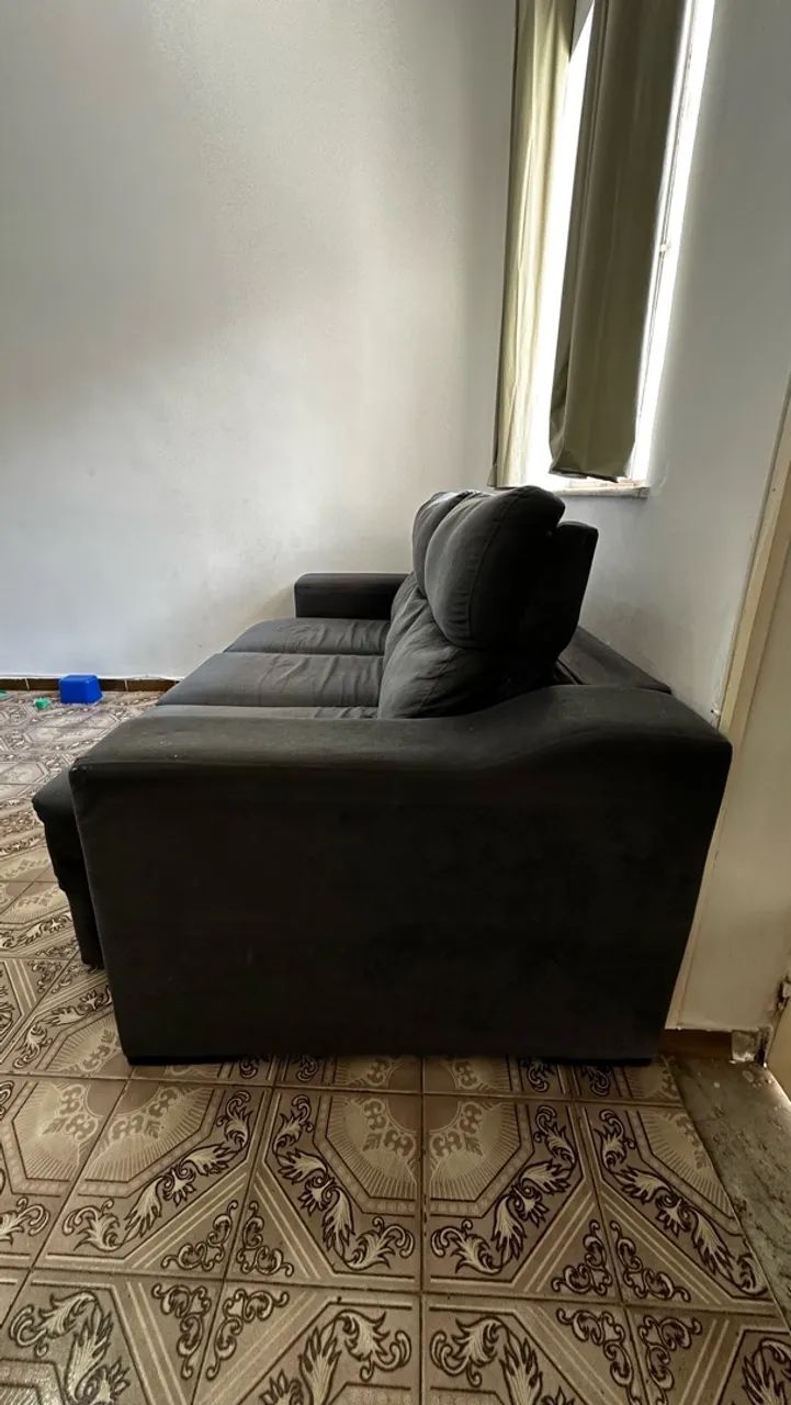 Sofá retrátil 3 lugares Cinza - Foto 2