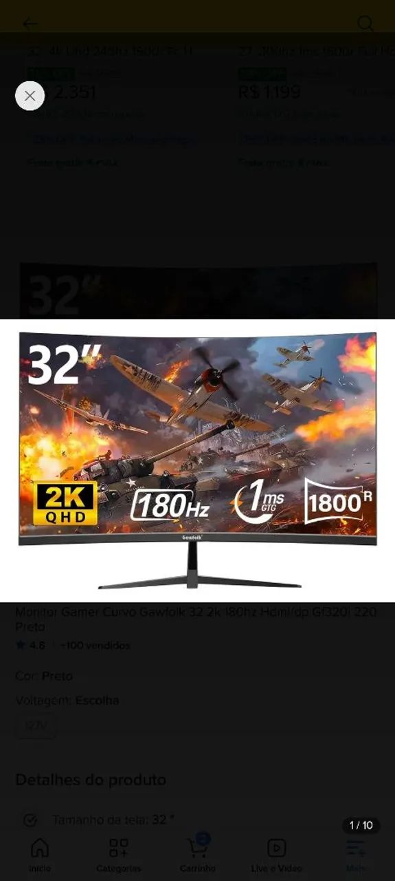 Monitor 32 Polegadas 180 hertz 2k 1 ms - Foto 2