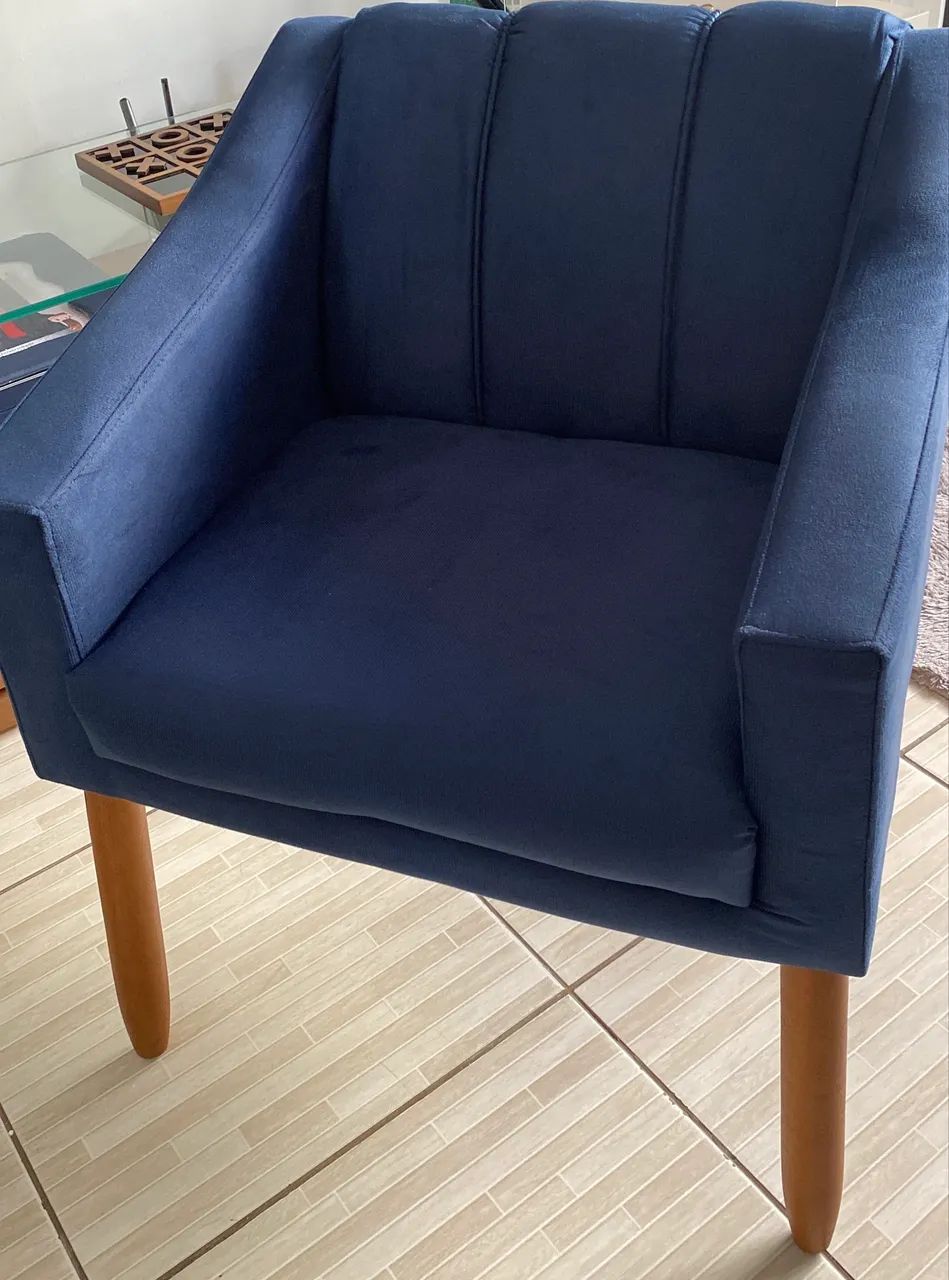 Poltrona Decorativa Mila Suede Azul Marinho  - 1 Unidade - Foto 3