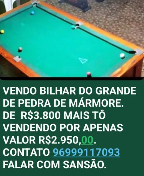 VENDO MESA BILHAR R$2.950,00
