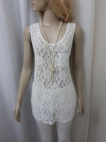 Camisa Regata seda com renda