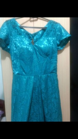 Vestido longo de renda forrada. - Foto 2