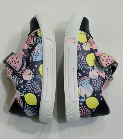 Sapatinho de Bebê Menina Marca: Amie Cor: Azul Marinho com Rosa Tamanho 20 - Foto 4