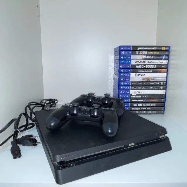 Console PS4 Slim 500GB com 2 Controles e Fifa 19 - 2 Anos de