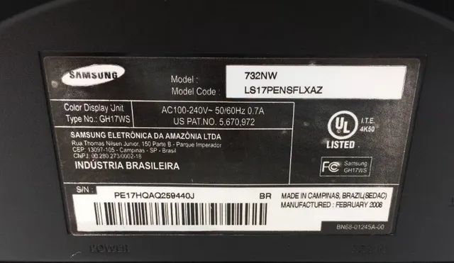 Monitor Samsung 732nw Wide 17 Bivolt - Funcionando - Foto 5