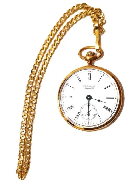 relógio de bolso tissot legítimo, mostrador branco com corrente para colecionador