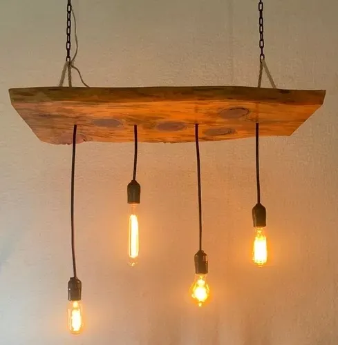 Lustre de madeira rústico 69cm