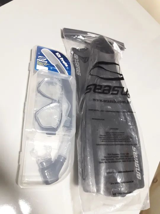Kit Máscara de Mergulho + Snorkel + Nadadeiras Sea Sub 35-37