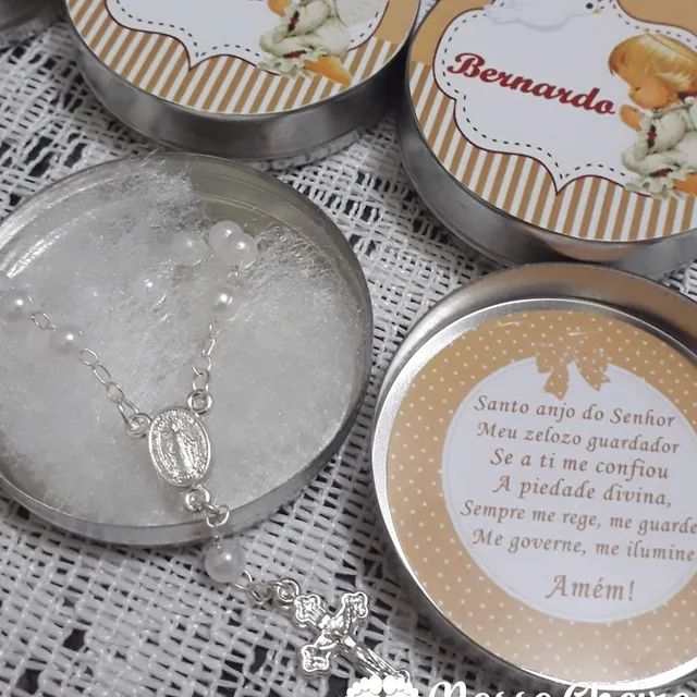 Lembrancinha batizado mini terço 