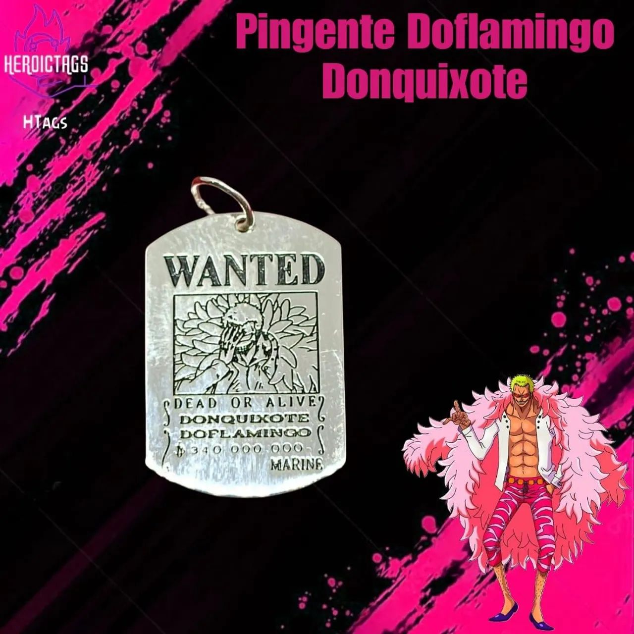 Pingente Cartaz Procurado Doflamingo - One Piece