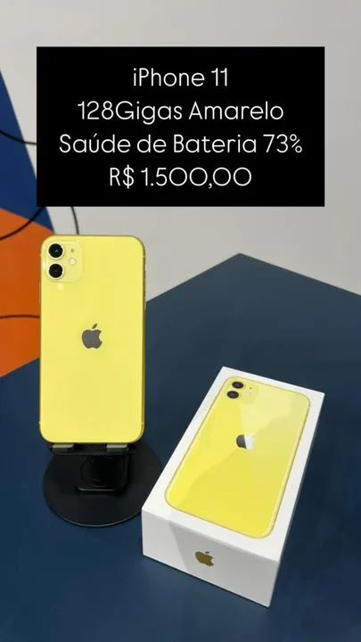 IPhone 11 128GB Amarelo Saúde de bateria 73% Semi Novo | Loja