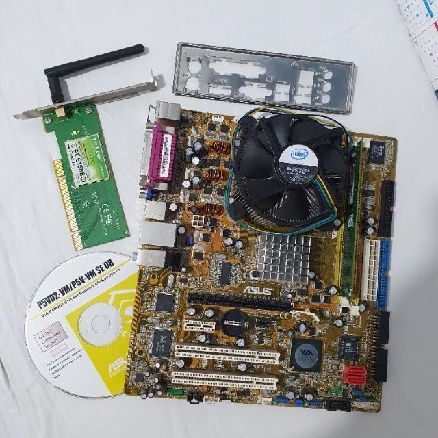 Placa asus p5vd2vm completa com processador , cooler , memória , espelho , funciona ok