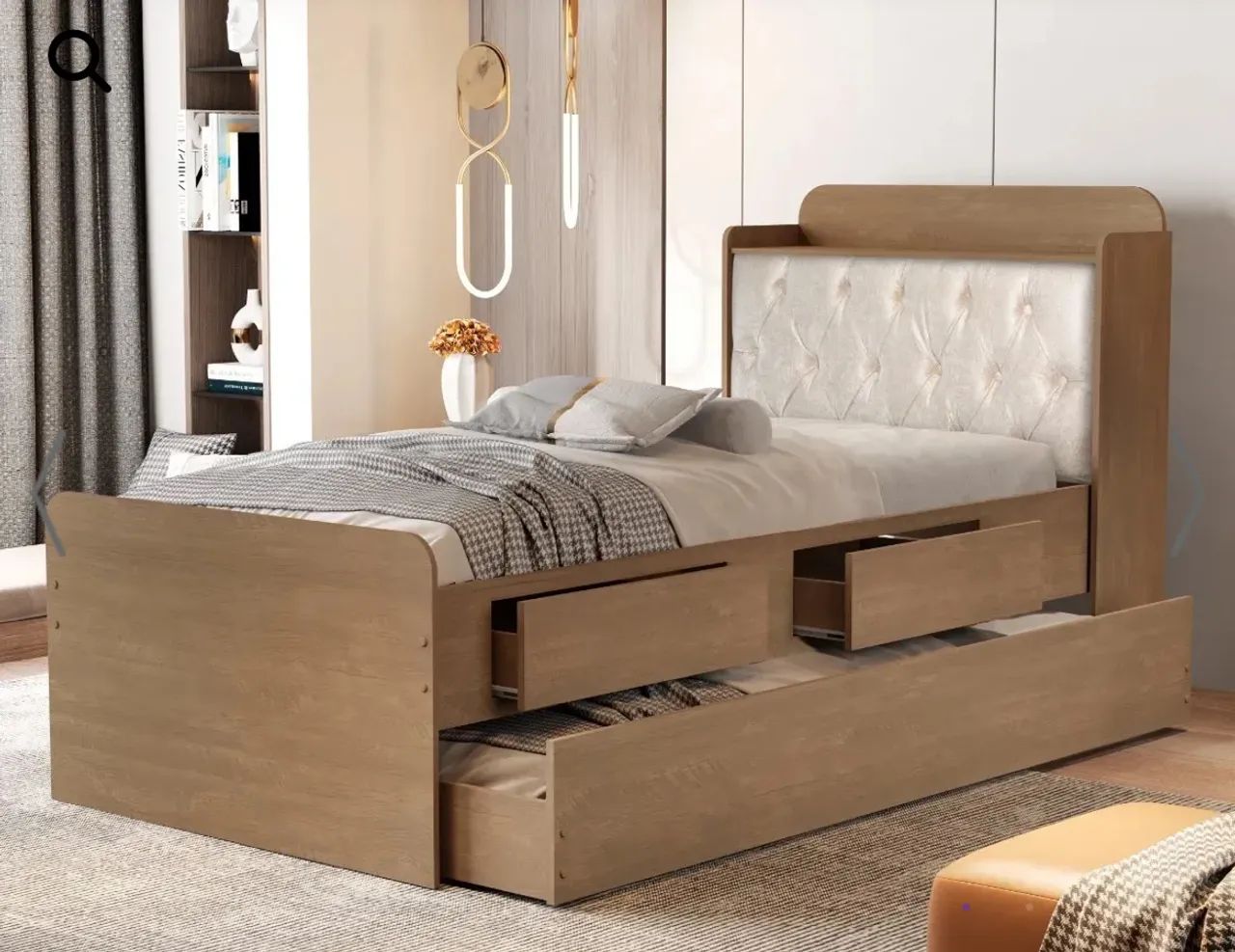 Cama Baú Solteiro com 2 gavetas +Cama auxiliar p664 - Foto 2