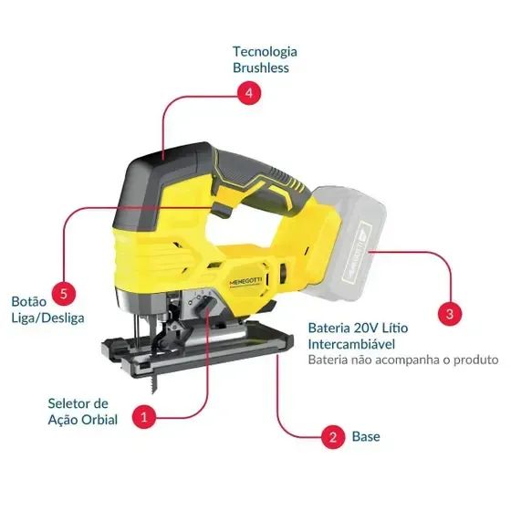 Serra Tico Tico a Bateria MSI-20 127/220V 60HZ - Foto 2