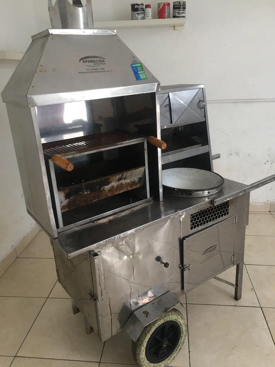 Carrinho de churrasqueira com fritadeira  e cobertura individual - Foto 4