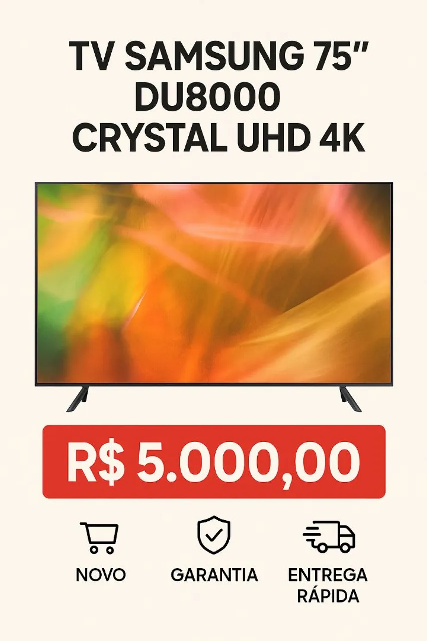 TV Samsung 75" Crystal UHD 4K - DU8000
