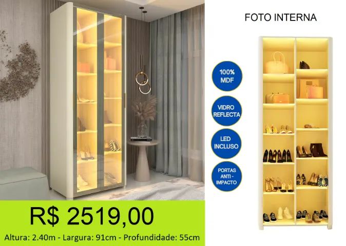 Sapateira reflecta em MDF Com pintura linda