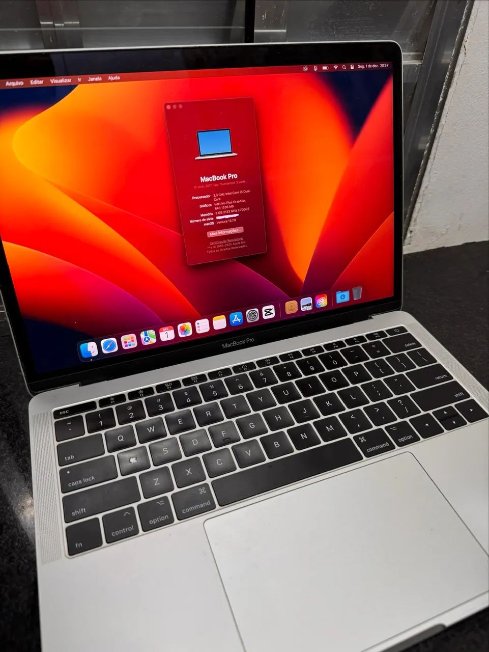 MacBook Pro（13inch, 2017, T3 x 2）A1708 MacBook Pro (13 polegadas, 2017, duas portas Thunderbolt 3
