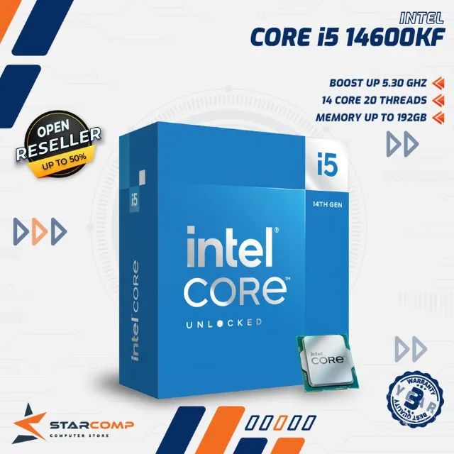 Processador Intel Core i5-14600KF, até 5.3 GHz, LGA 1700, Novo