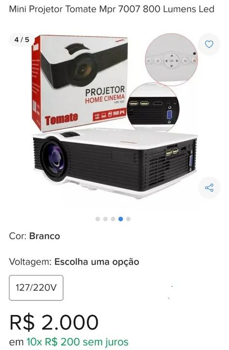 Projetor Tomate Mpr 7007 800 Lumens LED