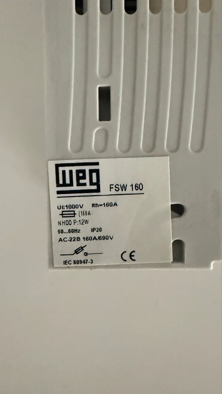 Chave Seccionadora Weg FSW 160/ Com Fusível NH00-100a - Foto 6