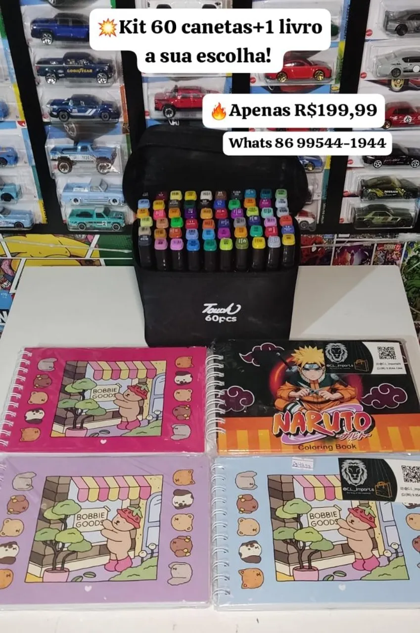 Kit 60 canetas+1 livro a sua escolha! R$199,99