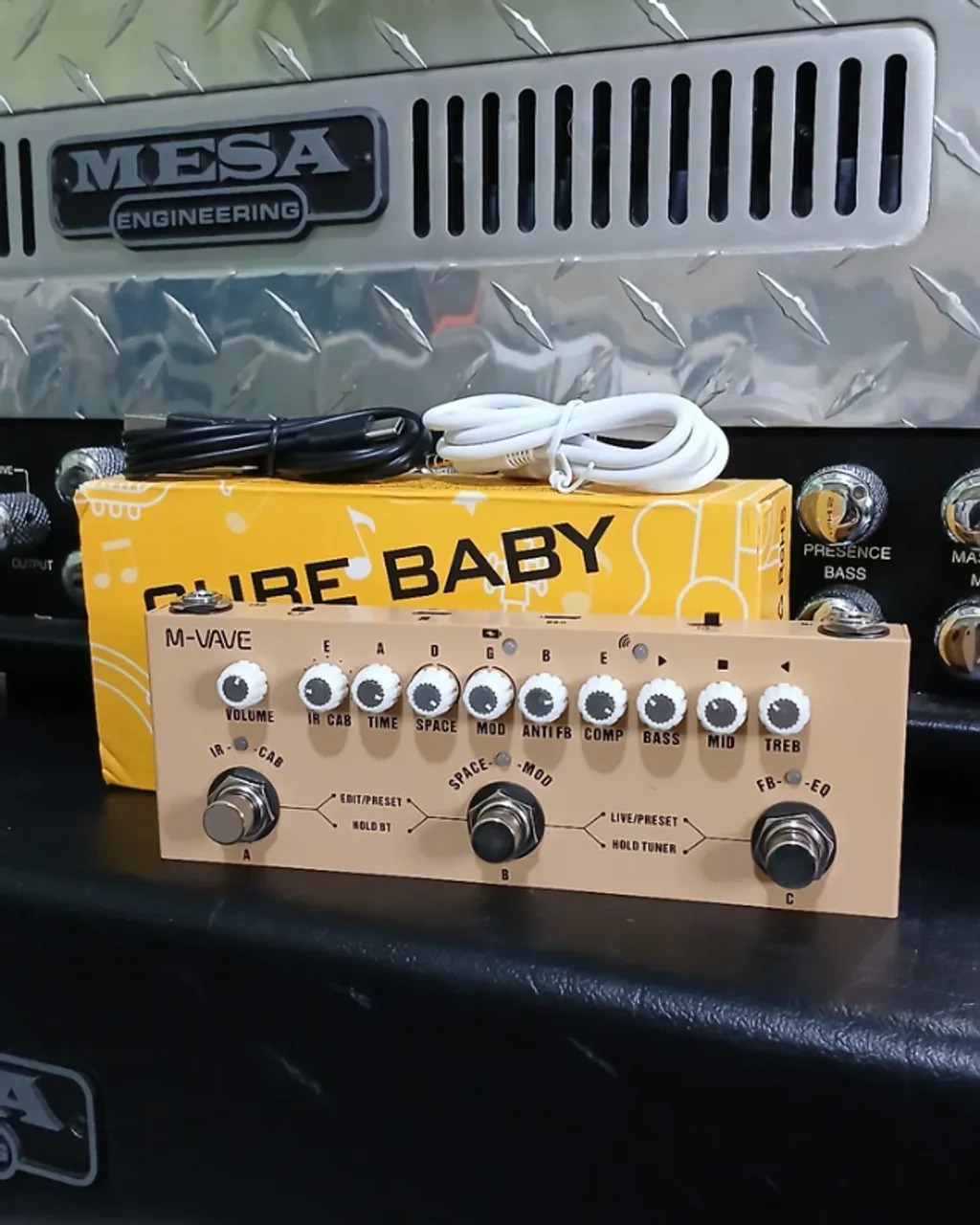 Pedal Guitarra - M-vave Cube-baby Acustico Creme