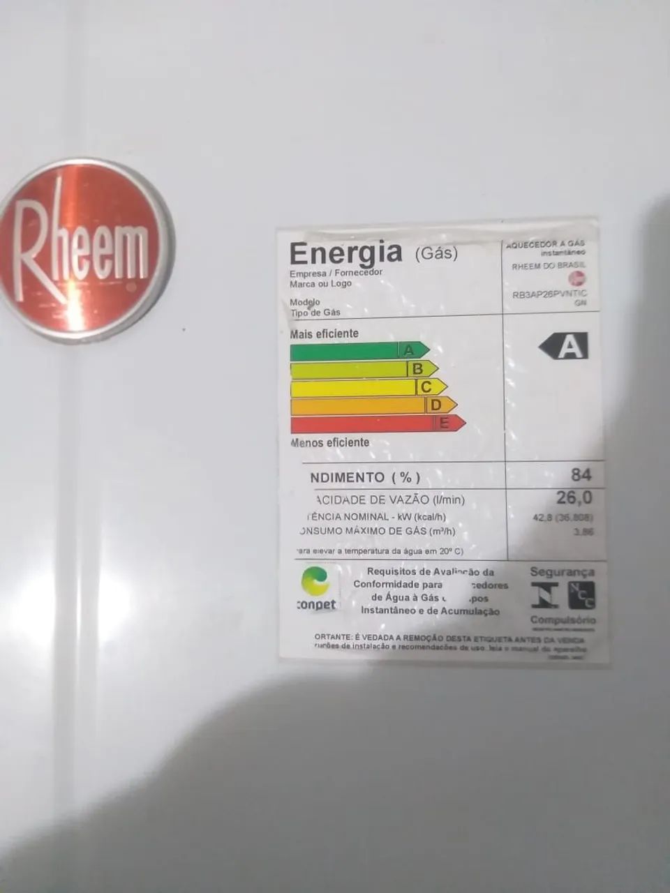 Aquecedor Rheem 26 litros 