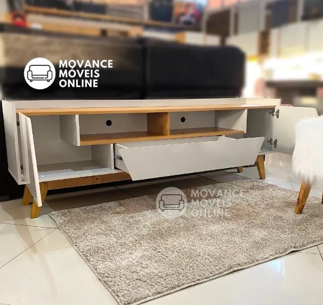 Rack com Gaveta e Portas P/ Até 70" Novo - Foto 2