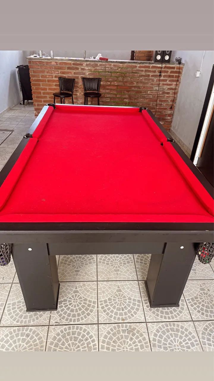 Mesa de bilhar 2,20 x 1,20 vermelha 