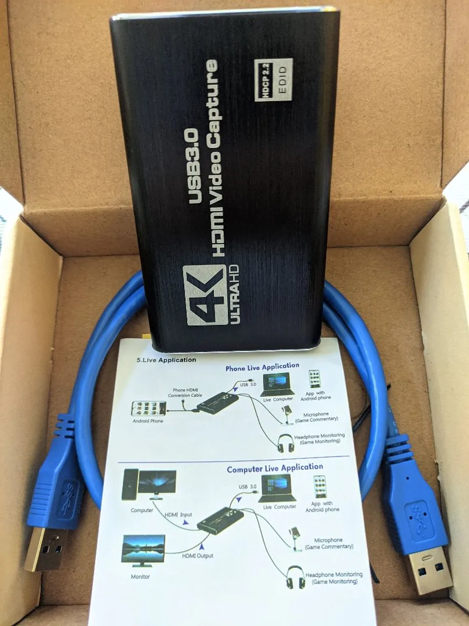 Placa de Captura de Vídeo USB 3.0 4K HDMI