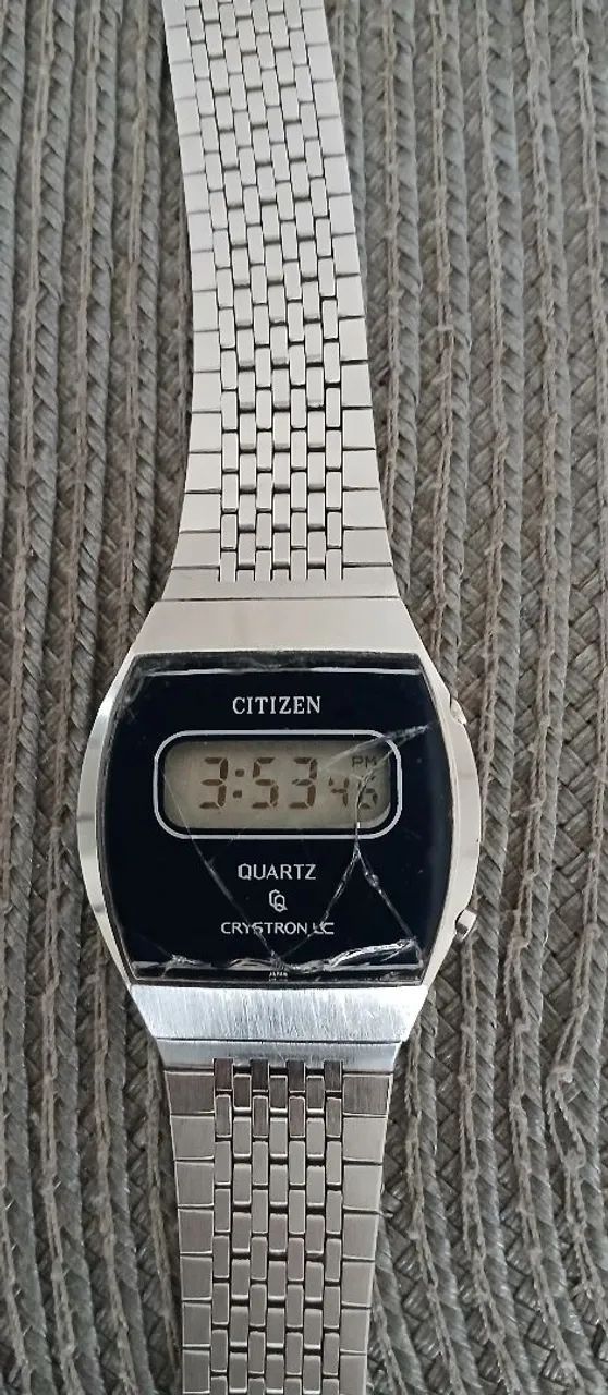 【廃盤 初期アナデジ 稼働品】CITIZEN CRYSTRON 70s Relógio antigo CITIZEN CRYSTRON LC DIGITAL LEGÍTIMO JAPAN ANOS 70