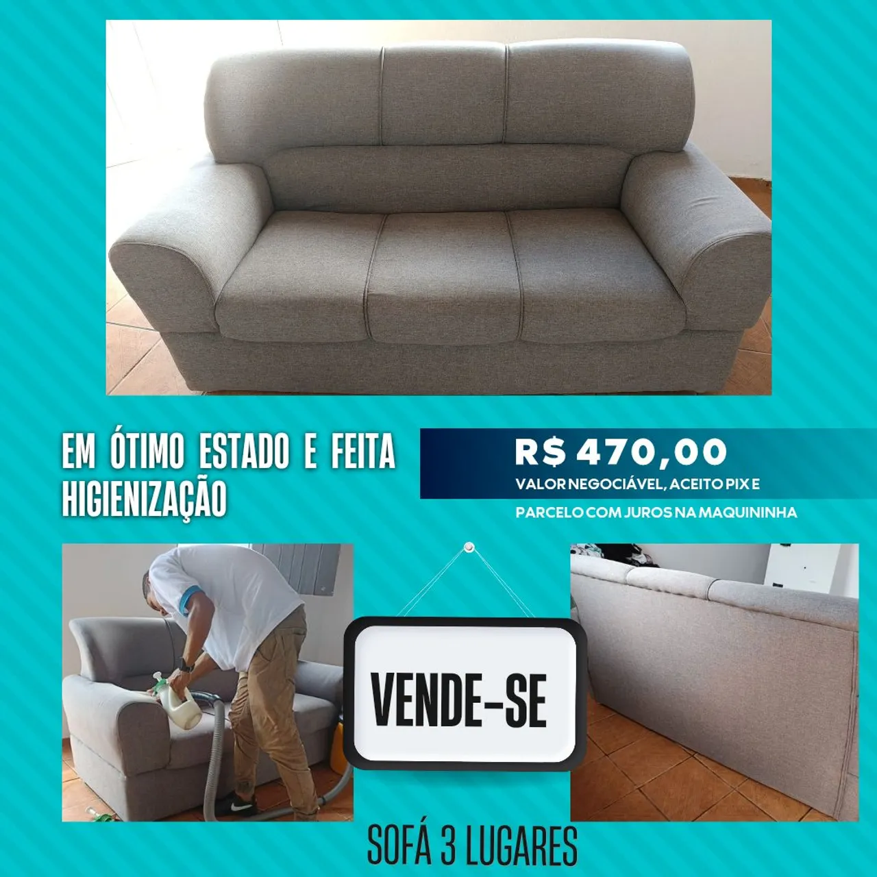 Sofá 3 lugares em ótimo estado e higienizado