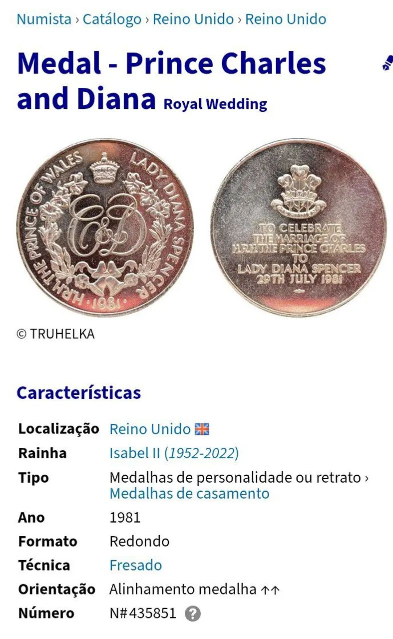 Medalha Príncipe Charles & Diana - Foto 2