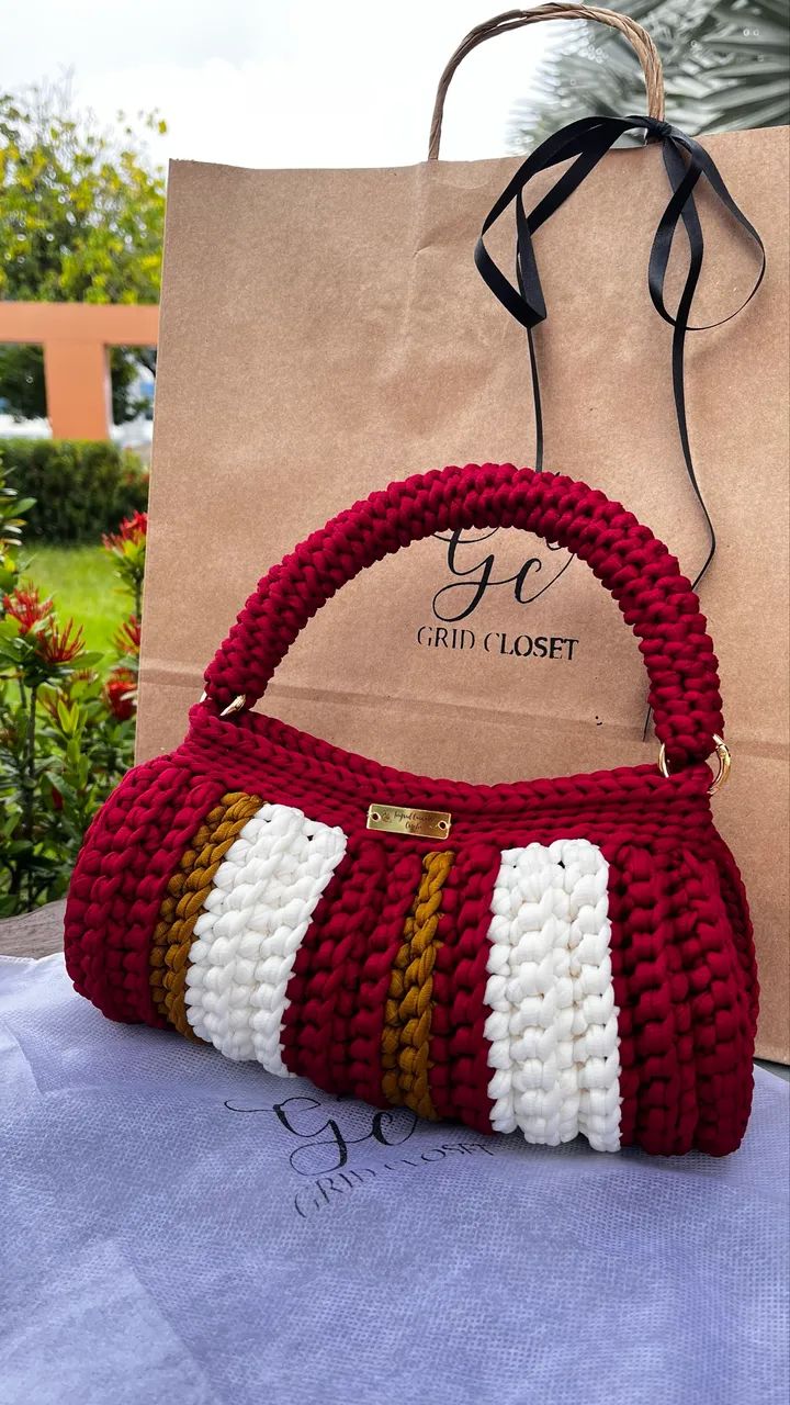 Bolsa de crochê com fio de malha premium  - Foto 2