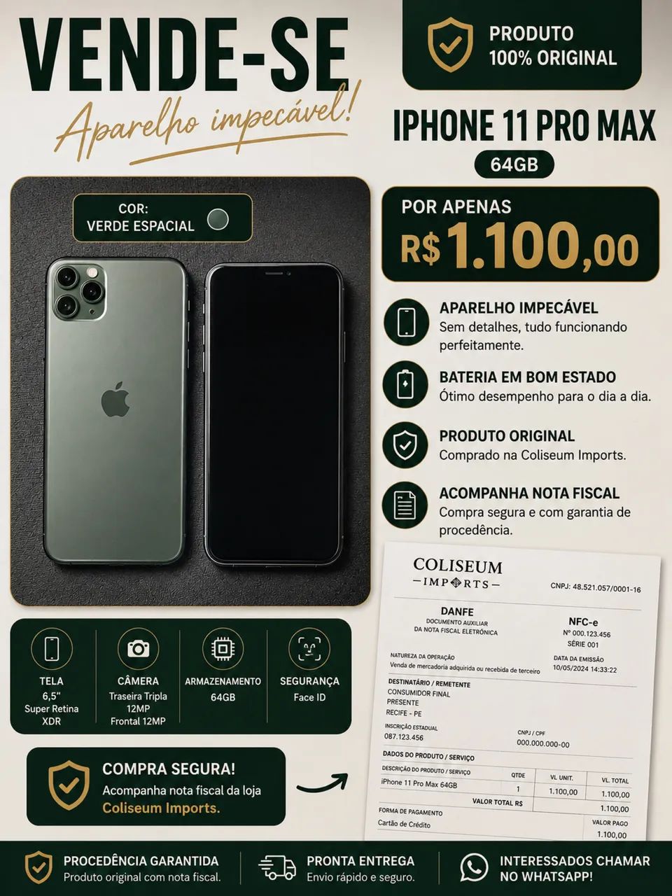 iPhone 11 Pro Max 64gb 1.100