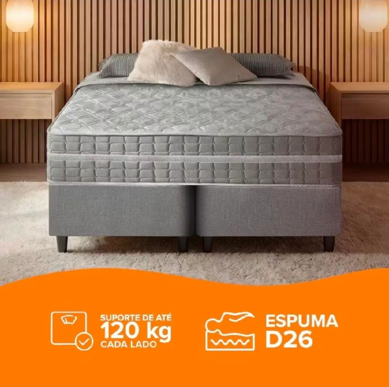 Cama Box Baú Queen com Cabeceira e Colchão Alabama de Molas Ensacadas - Foto 4
