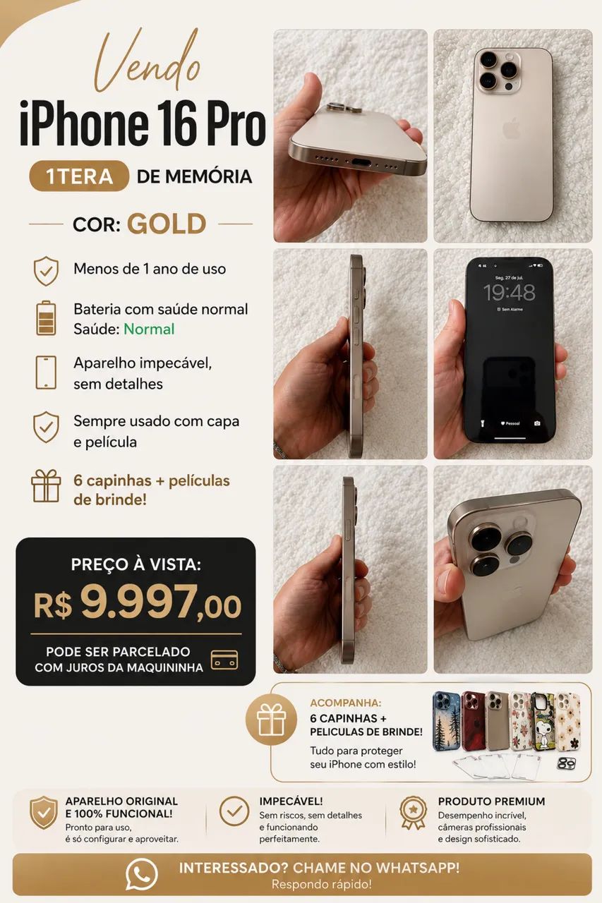IPhone 16 pro impecável  1t de memória  - Foto 2