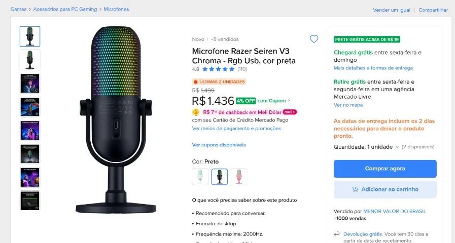 Razer seiren v3 chroma + fifine Bm88 - Foto 3