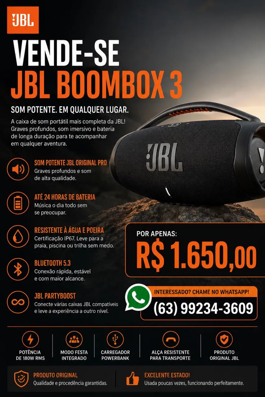 JBL Boombox 3 em perfeito estado