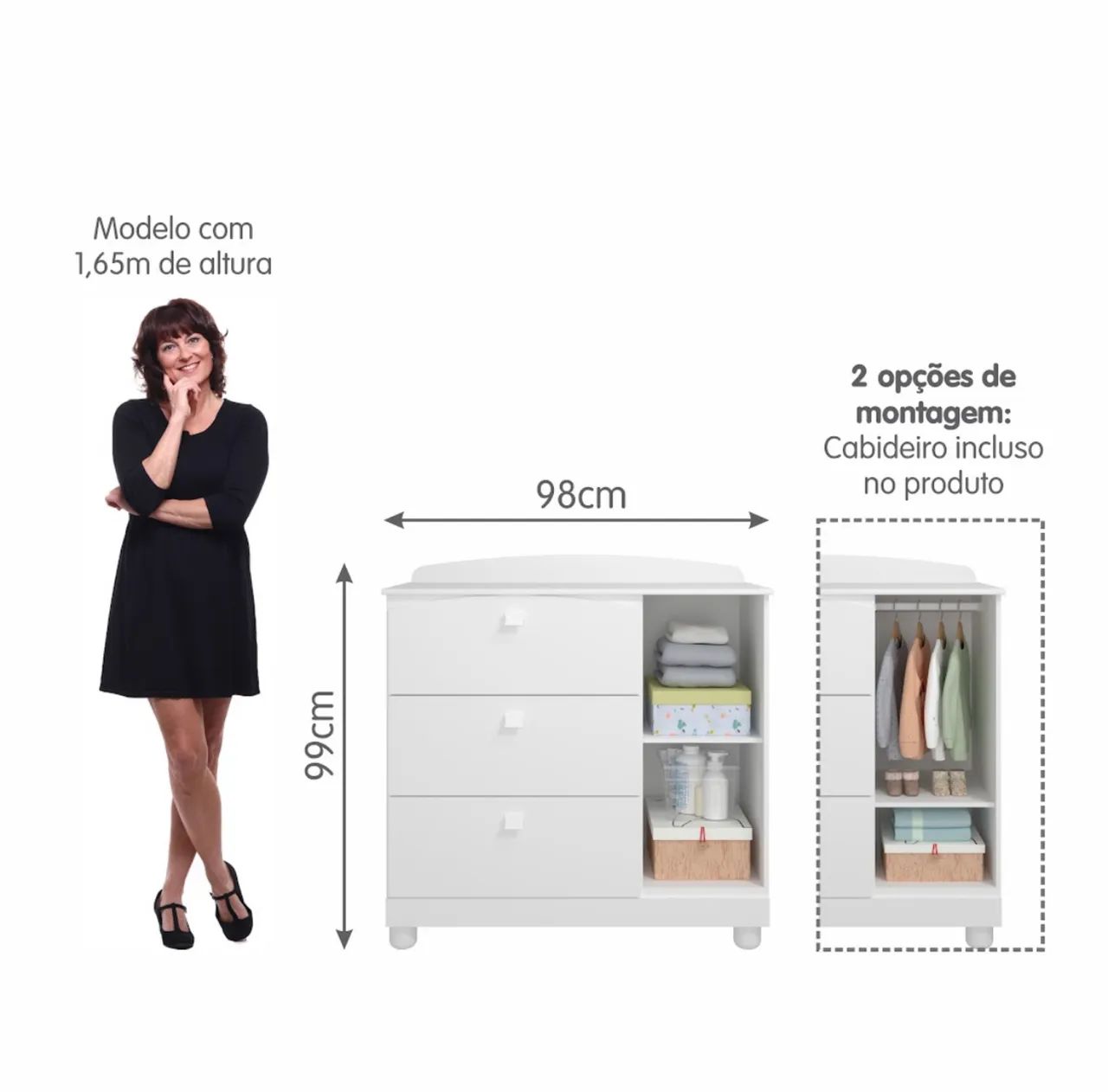 Cômoda Versátil 3 Gavetas e 1 Porta - Foto 4